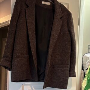 Zara Dark Brown Herringbone Blazer